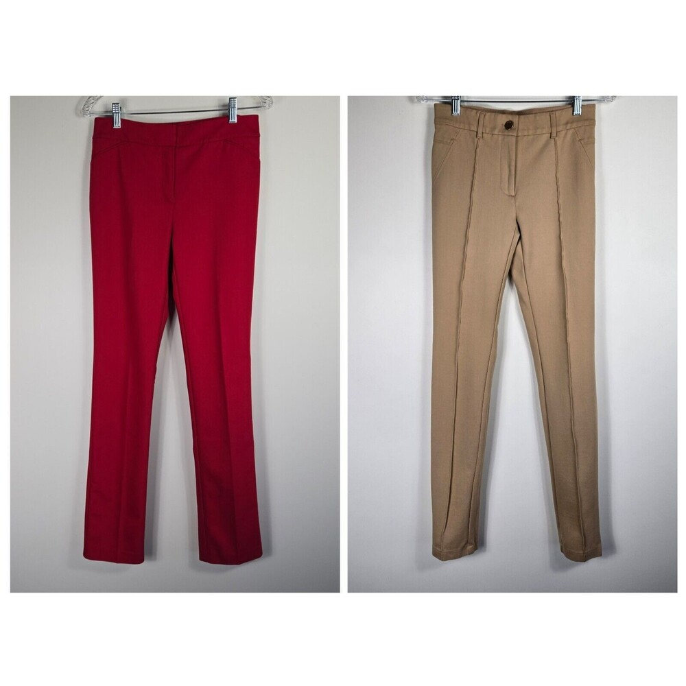Chico's So Slimming Women's Size 000 Tall Lot of 2 Pants Red Tan